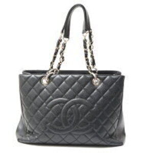 Chanel GST Tote Bag Black Caviar Leather Chain Shoulder